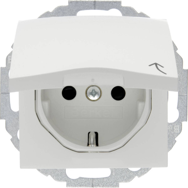 Berker 47448989 Steckdose Schuko mit Klappdeckel u. erh.BS S.1/B.3/B.7 polarweiß glänzend