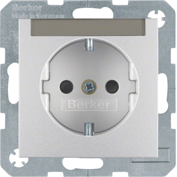 Berker 47491404 Steckdose Schuko. Beschriftungsfeld. erh. Berührungsschutz S.1/B.3/B.7 alu matt