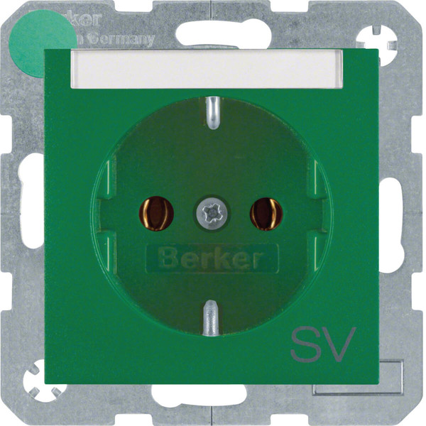 Berker 47501913 Steckdose Schuko mit Beschriftungsfeld und Aufdruck S.1/B.3/B.7 grün. matt