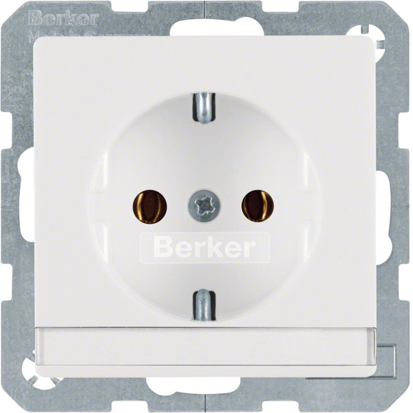 Berker 47506089 Steckdose Schuko mit Beschriftungsfeld Q.x polarweiß. samt
