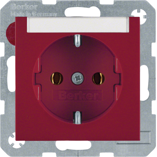 Berker 47508902 Steckdose Schuko mit Beschriftungsfeld S.1/B.3/B.7 rot. glänzend