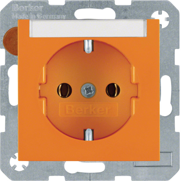 Berker 47508907 Steckdose Schuko mit Beschriftungsfeld S.1/B.3/B.7 orange. glänzend