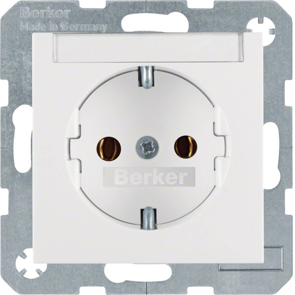 Berker 47508989 Steckdose Schuko mit Beschriftungsfeld S.1/B.3/B.7 polarweiß. glänzend