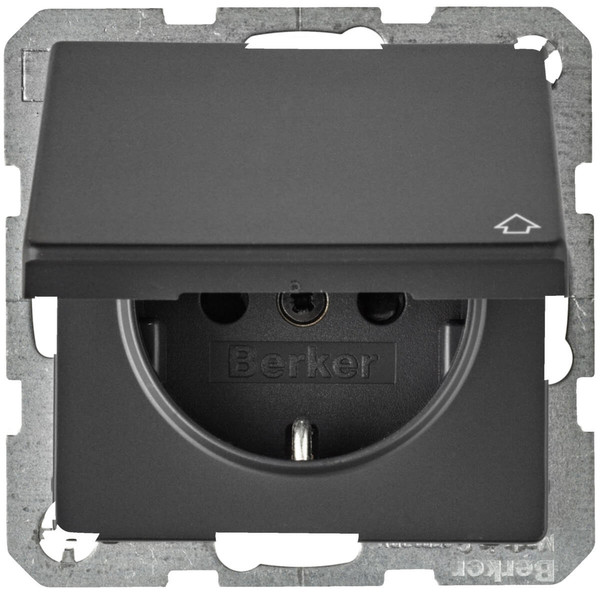 Berker 47516086 Steckdose Schuko mit Klappdeckel u. erh.BS Q.x anthrazit. samt