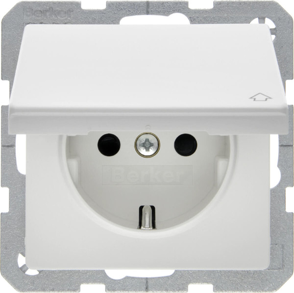Berker 47516089 Steckdose Schuko mit Klappdeckel Q.x polarweiß samt