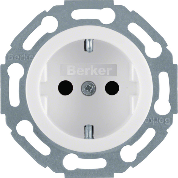 Berker 4755 Steckdose Schuko mit erh. Berührungsschutz 1930/Glas/Palazzo polarweiß. glänzend