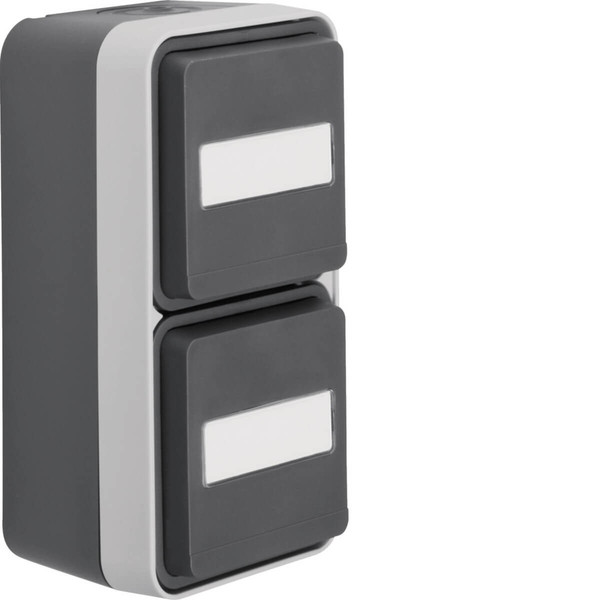 Berker 47703535 Steckdose Schuko 2f. senkr. mit Klappdeckel. mit Beschriftungsfeld W.1. grau