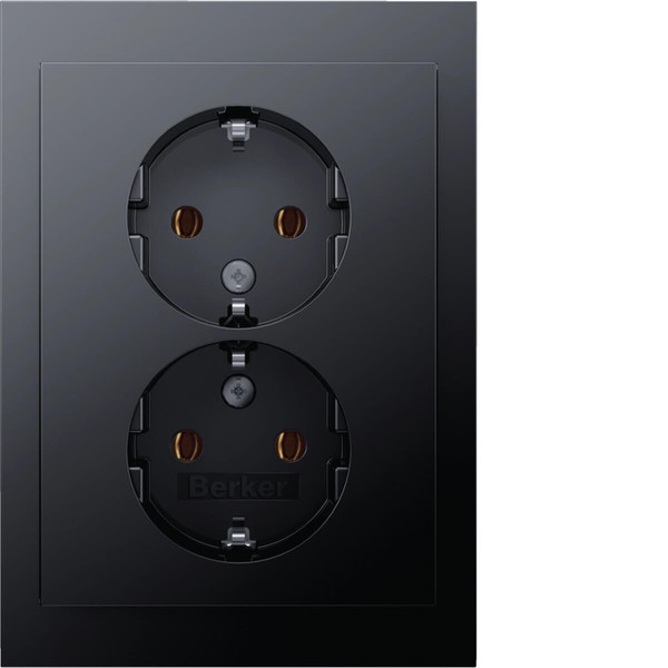 Berker 47747006 Doppelsteckdose Schuko mit Abdeckplatte. Berker K.1. anthrazit matt. lackiert