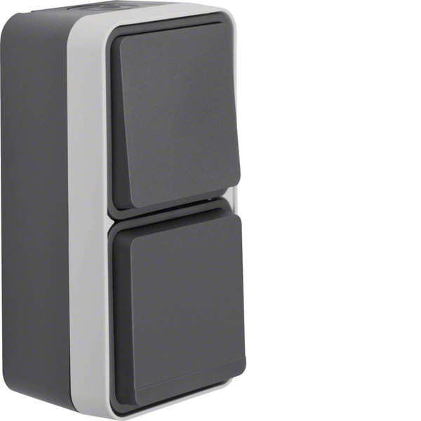 Berker 47803515 Kombination Wechselschalter/Steckdose Schuko mit Klappdeckel AP W.1 grau