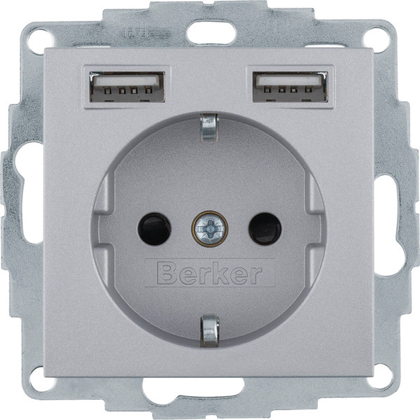 Berker 48031404 Steckdose Schuko/USB A-A. B.3/B.7. alu matt. lackiert