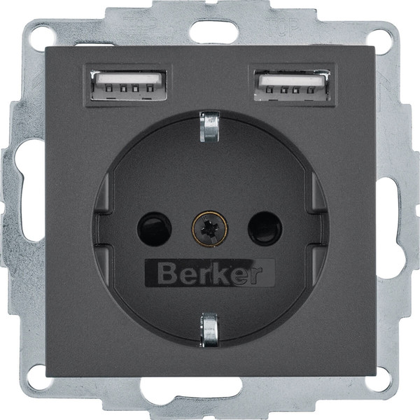 Berker 48031606 Steckdose Schuko/USB A-A. B.3/B.7. anthrazit matt