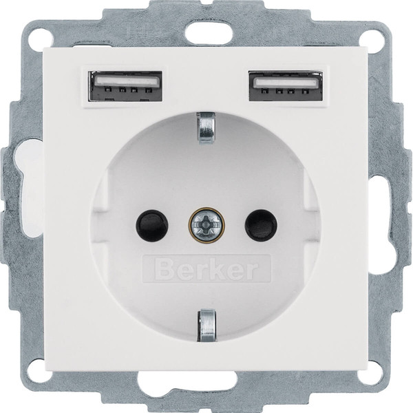 Berker 48031909 Steckdose Schuko/USB A-A. S.1/B.x. polarweiß matt