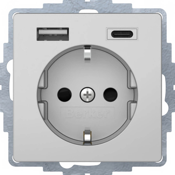 Berker 48046084 Steckdose Schuko/USB A-C Q.x. alu samt. lackiert