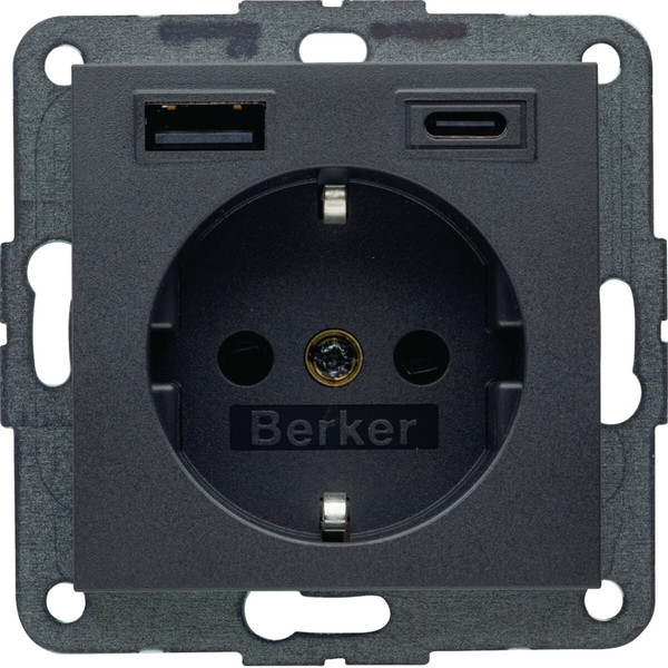 Berker 48141606 Steckdose SCHUKO/USB AC 20W PD B3 ant mt