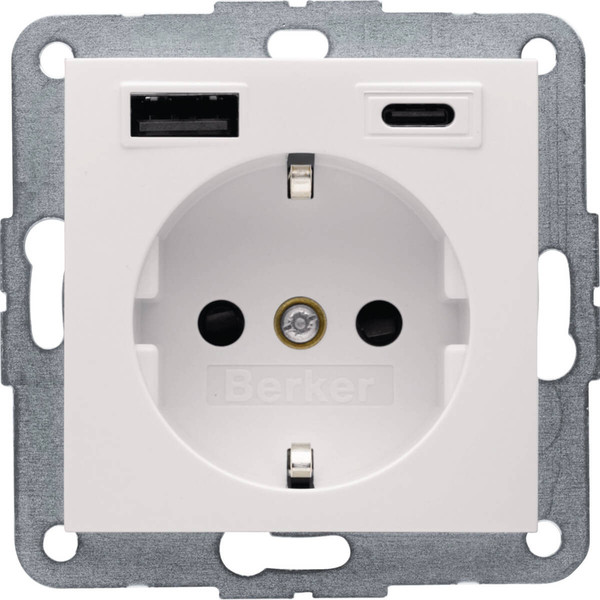 Berker 48148982 Steckdose SCHUKO/USB AC 20W PD S1 w gl