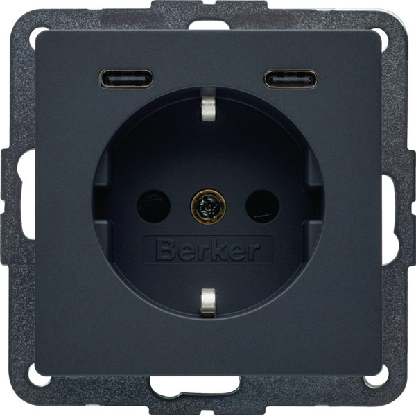 Berker 48156086 Steckd. SCHUKO/USB CC 20W PD Qx ant samt
