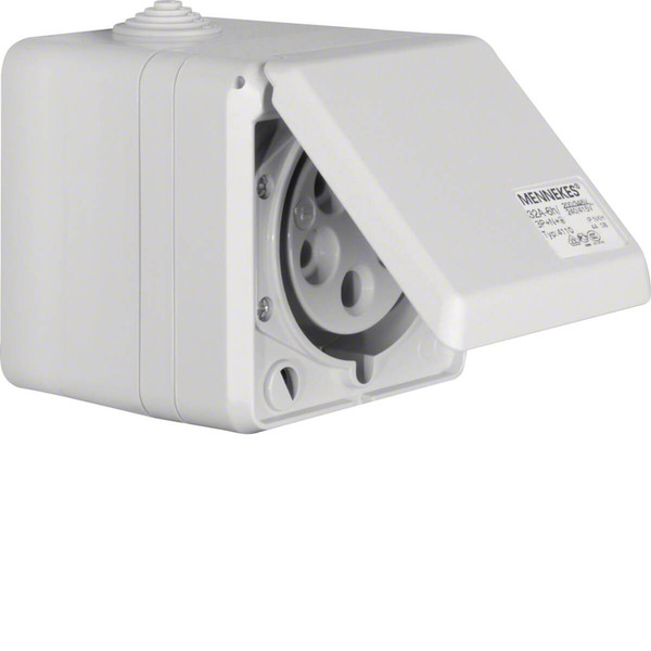 Berker 558201 CEE Steckdose 5-polig Ap 32 A mit Klappdeckel Verbindungssysteme lichtgrau