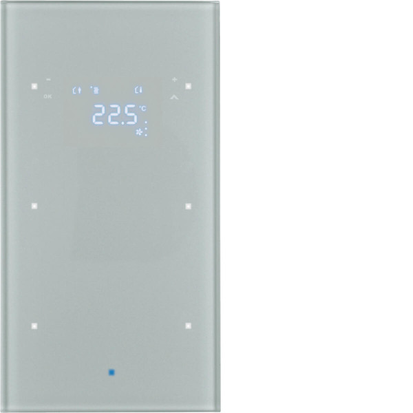 Berker 75642034 Glas-Sensor 2fach mit Temperaturregler TS Sensor. alu