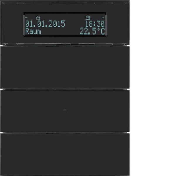 Berker 75663592 Tastsensor 3fach mit Temperaturregler und Display B.IQ Glas. schwarz