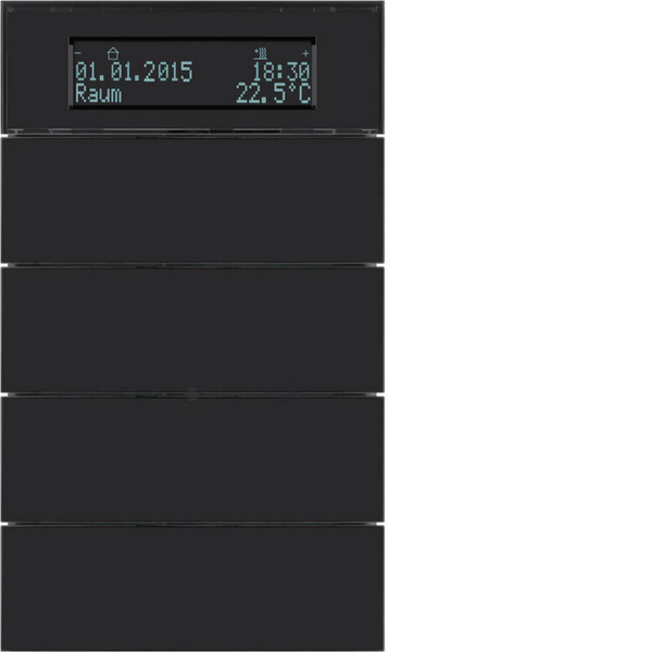 Berker 75664592 Tastsensor 4fach mit Temperaturregler und Display B.IQ Glas. schwarz
