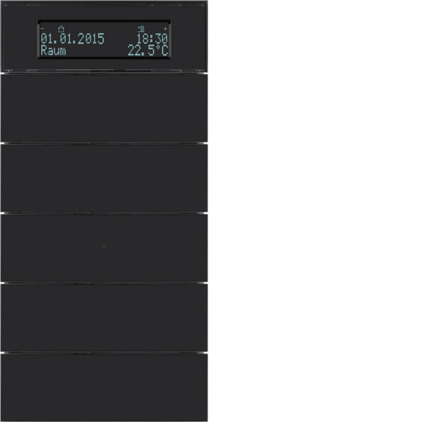 Berker 75665592 Tastsensor 5fach mit Temperaturregler und Display B.IQ Glas. schwarz