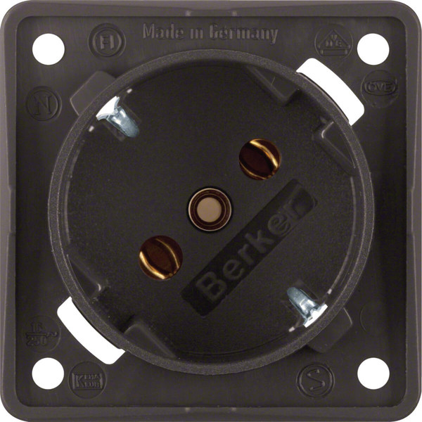 Berker 841852521 Steckdose Schuko 45°. mit Schraubklemmen. Integro Modul-Einsätze. braun m.