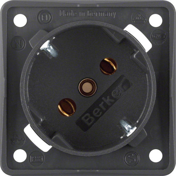 Berker 841852525 Steckdose Schuko 45°. mit Schraubklemmen. Integro Modul-Einsätze. anthrazit m.