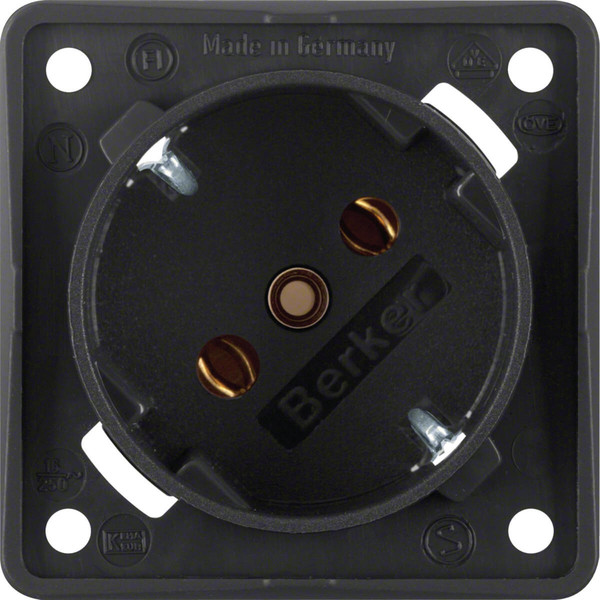 Berker 8418525 Steckdose Schuko 45°. mit Schraubklemmen. Integro Modul-Einsätze. schwarz m.