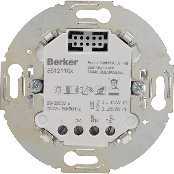 Berker 85121101 Universal Schalteinsatz 1fach (R.L.C.LED). Tragring rund