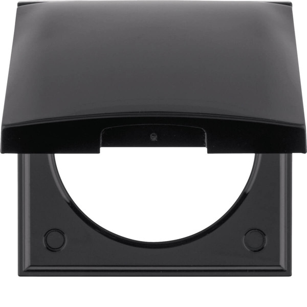 Berker 918282510 Rahmen mit Klappdeckel. Integro Flow/Pure. schwarz glänzend