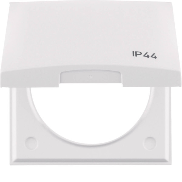 Berker 918282599 Rahmen mit Klappdeckel und Aufdruck IP44. Integro Flow. polarweiß gl.