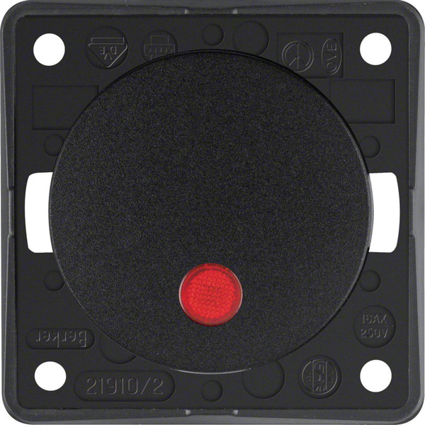 Berker 937522510 Kontr.-Ausschalter 2-polig m. Aufdr. 0. rote Lins.. Integro Flow/Pure. sw. gl.