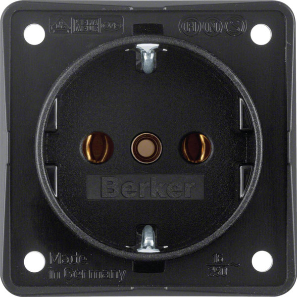 Berker 9418505 Steckdose Schuko. mit Schraubklemmen. Integro Modul-Einsätze. schwarz m.