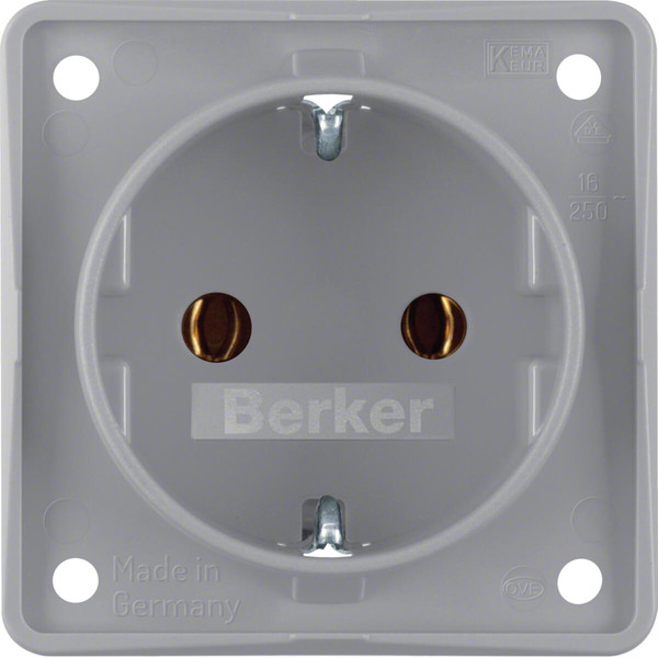 Berker 947782506 Steckdose Schuko. mit Steckklemmen. Integro Modul-Einsätze. grau matt