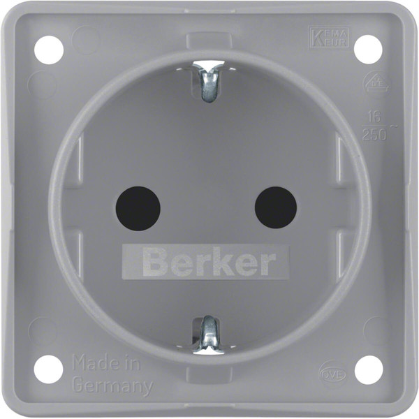 Berker 947792506 Steckdose Schuko. erh. Ber.schutz. Steckkl.. Integro Modul-Einsätze. grau m.