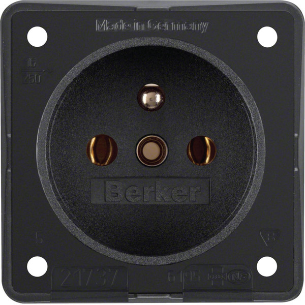 Berker 9619505 Steckd. m. Schutzk.stift Frankr./Belg.. erh. BS. S.-kl.. Int. Eins.. schw. m.