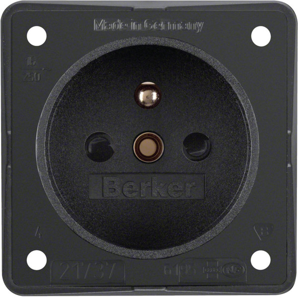 Berker 961952505 Steckd. m. Schutzk.stift Frankr./Belg.. erh. BS. S.-kl.. Int. Eins.. anthr. m.