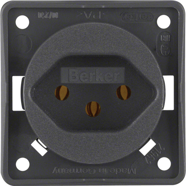 Berker 962492505 Steckdose m. Schutzkontakt SCHWEIZ Typ 13. S.-kl.. Int. Mod.-Eins.. anthr. m.