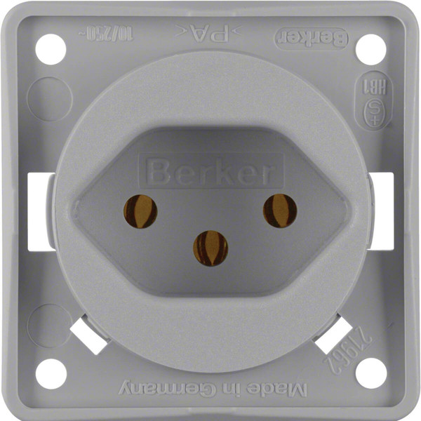 Berker 962492506 Steckdose m. Schutzkontakt SCHWEIZ Typ 13. S.-kl.. Int. Mod.-Eins.. grau m.