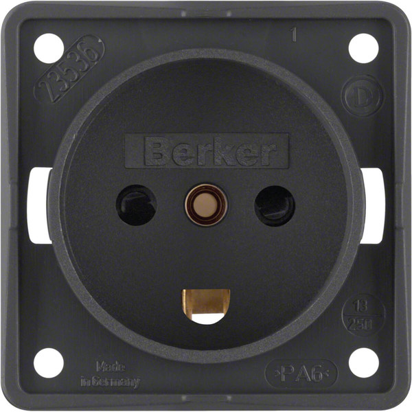 Berker 962722505 Steckd. m. Schutzk. DÄNEMARK. erh. Ber.schutz. S.-kl.. Int. Einsätze. anthr. m.