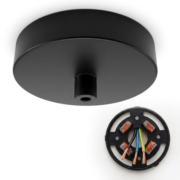 Bioledex Decken Baldachin 100x20mm für Hängeleuchte mit WAGO-Halterungen, Schwarz