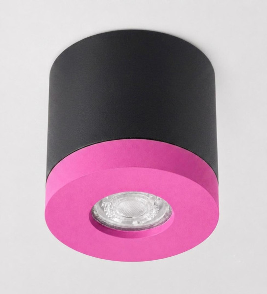 Bioledex PIKKO Deckenleuchte GU10 Aufbau 100mm Deckenspot Schwarz /Rosa Anschrauben oder Kleben