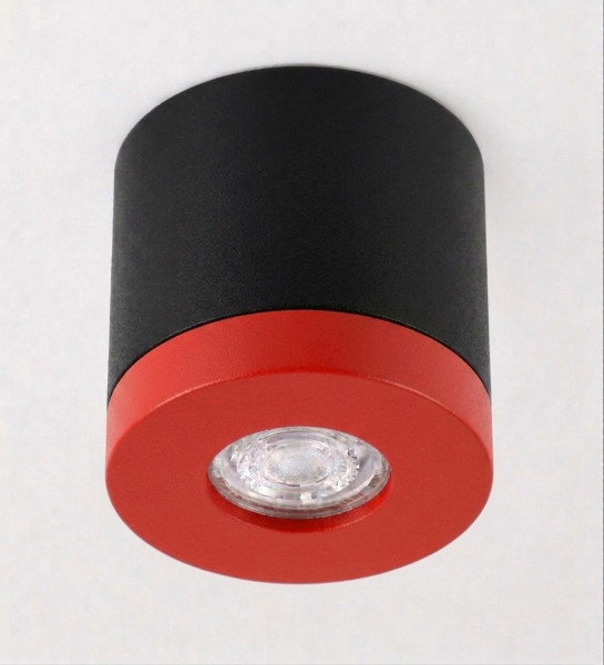 Bioledex PIKKO Deckenleuchte GU10 Aufbau 100mm Deckenspot Schwarz /Rot Anschrauben oder Kleben
