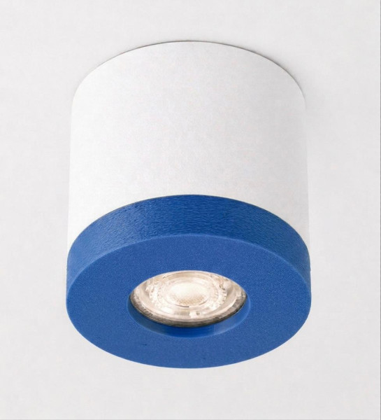 Bioledex PIKKO Deckenleuchte GU10 Aufbau 100mm Deckenspot Weiß /Blau Anschrauben oder Kleben