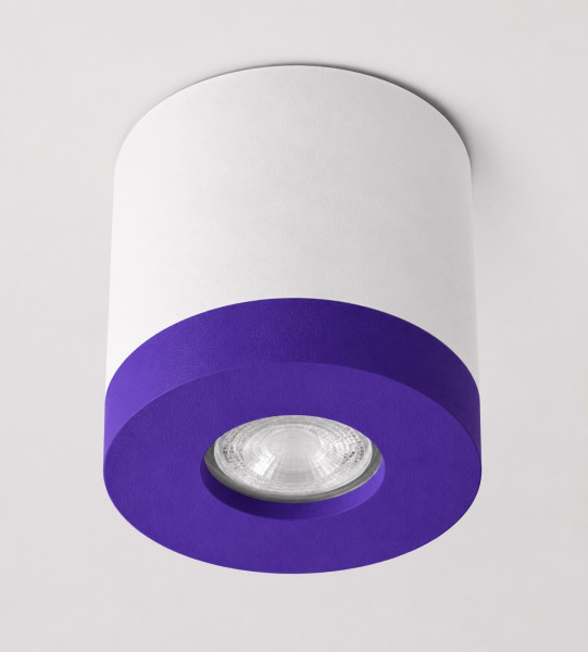Bioledex PIKKO Deckenleuchte GU10 Aufbau 100mm Deckenspot Weiß /Lila Anschrauben oder Kleben