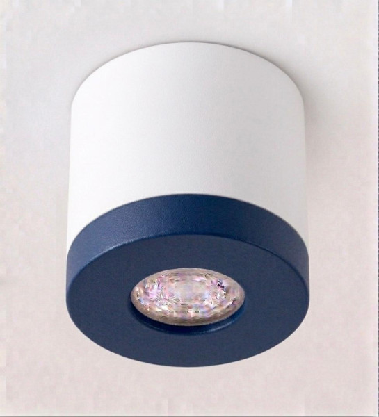 Bioledex PIKKO Deckenleuchte GU10 Aufbau 100mm Deckenspot Weiß /Marine Blue Anschrauben oder Kleben