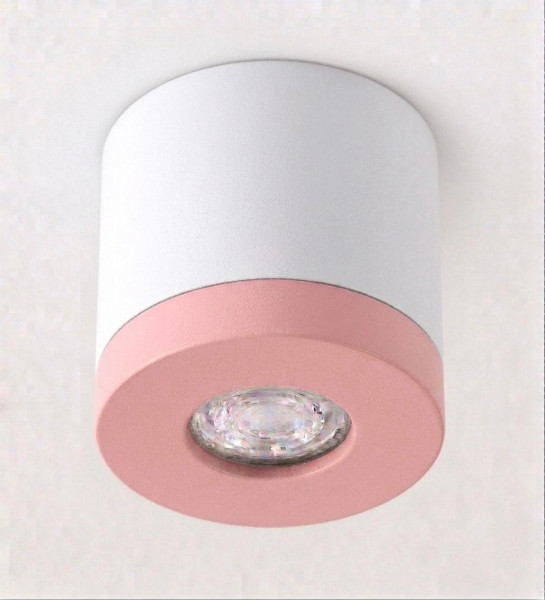 Bioledex PIKKO Deckenleuchte GU10 Aufbau 100mm Deckenspot Weiß /Pink Anschrauben oder Kleben