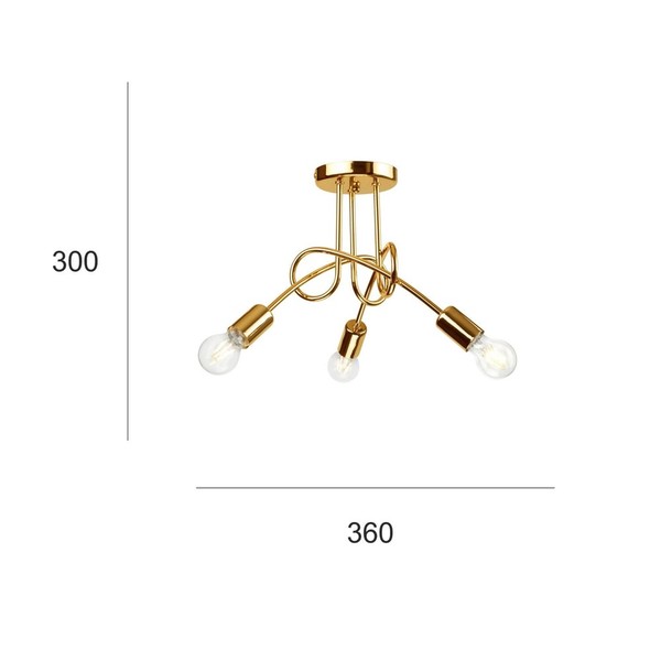 Bioledex Design Deckenlampe Goldener-Style 3x E27 gold Metall