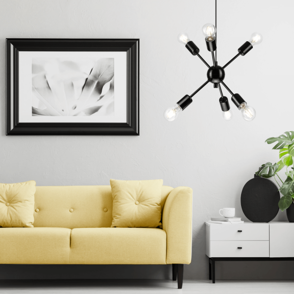 Bioledex Vintage Pendelleuchte 6x E27 schwarz Metall