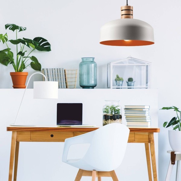 Bioledex Design Pendelleuchte 30cm E27 weiß-orange Metall, Holz